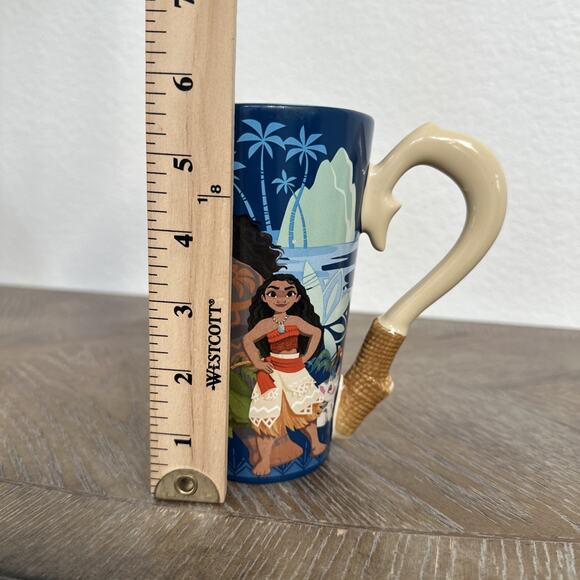 Disney Store Moana Fish Hook Handle Tall Ceramic Coffee Tea Mug Maui 14 oz Blue - Picture 6 of 6